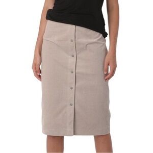 Beige Button-Front Corduroy Pencil Skirt by Filippa K